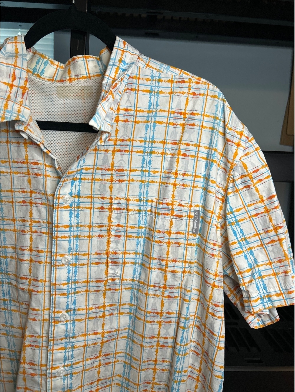 Columbia Men's Short Sleeve Plaid Casual Shirt with Mesh Lining